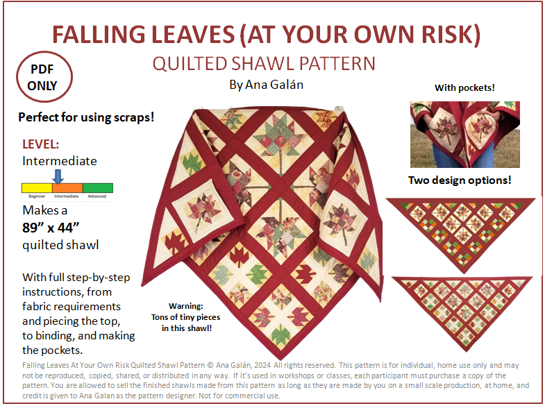 Falling Leaves At Your Own Risk Quilted Shawl Pattern (PDF ONLY)