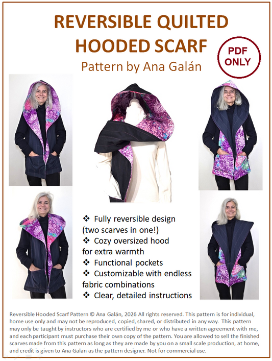 Reversible Quilted Hooded Scarf (PDF ONLY)