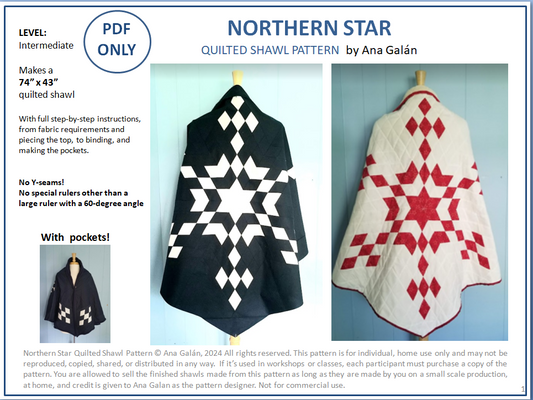 Northern Star Quilted Shawl Pattern by Ana Galan (PDF ONLY)