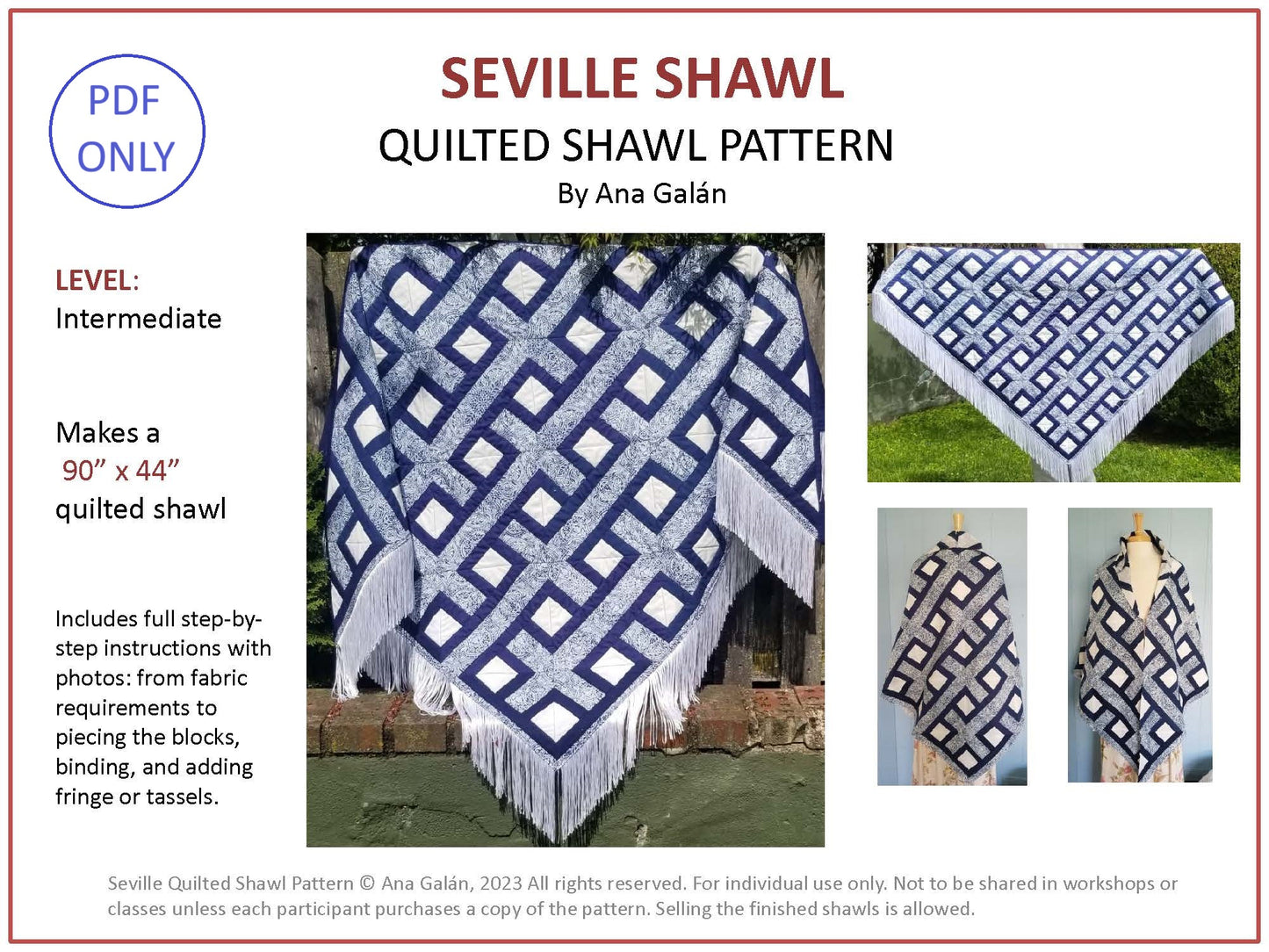 Seville Quilted Shawl Pattern (PDF ONLY)