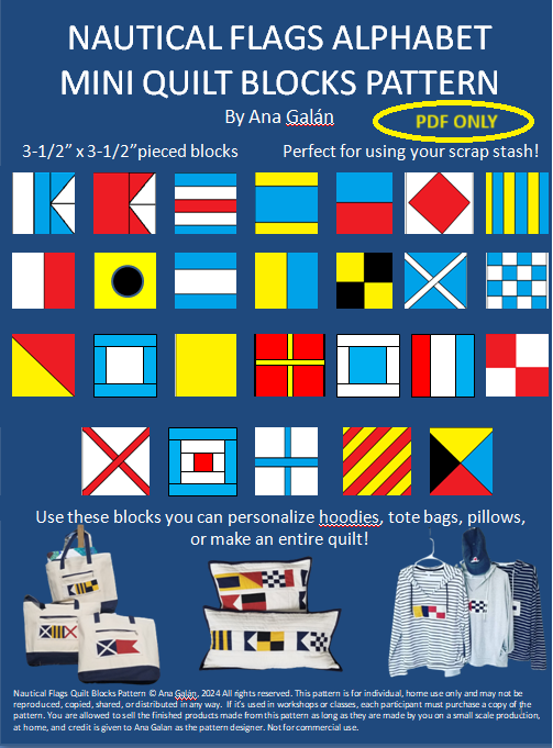 x Nautical Flags Mini Quilt Blocks Pattern (PDF ONLY)