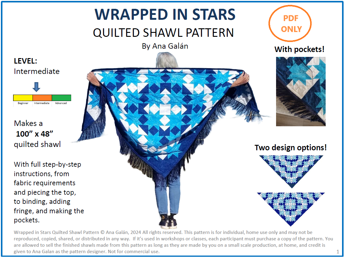 Wrapped in Stars Quilted Shawl Pattern (PDF ONLY)